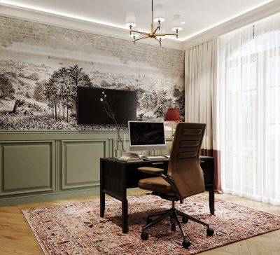 Ремонт домашнего кабинета в коттедже или загородном доме от компании Domeo