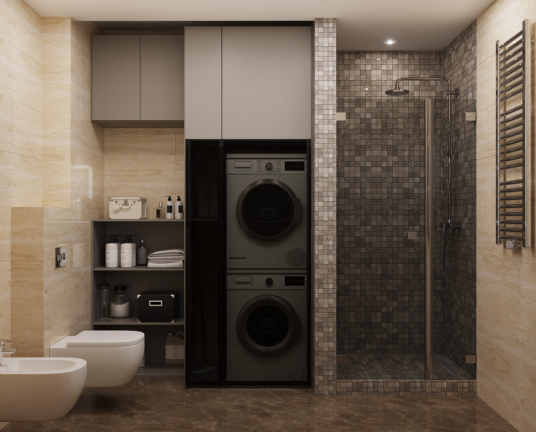 Грамотная установка стиральной и сушильной машин при обустройстве постирочной в квартире от Domeo