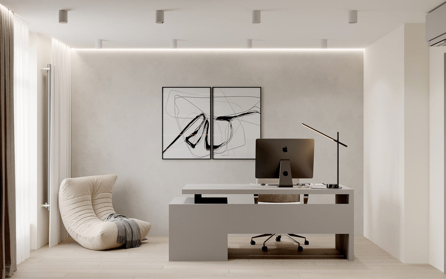 Оборудование отдельной комнаты под кабинет от Domeo