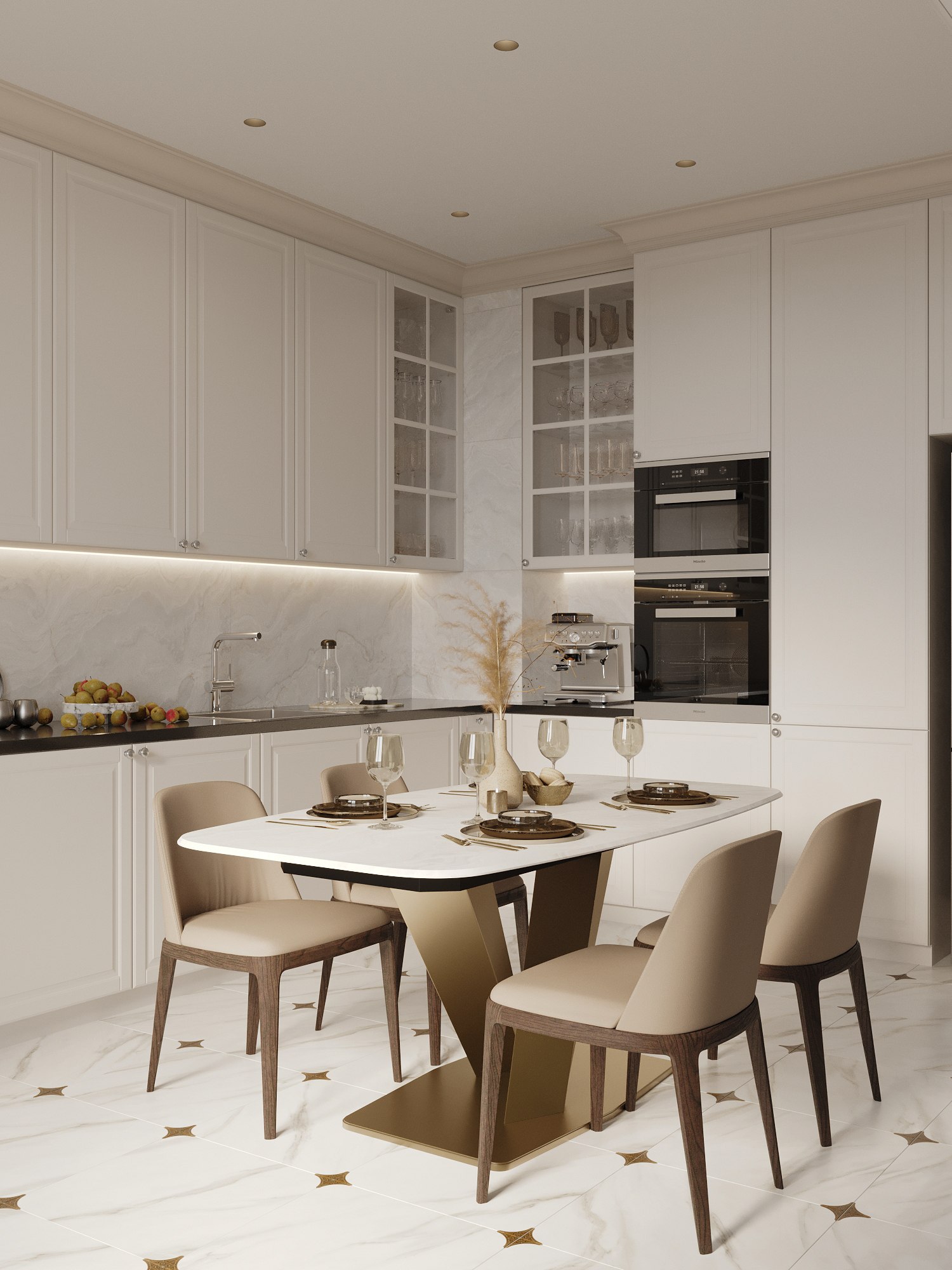 Способы оформления потолка при косметическом ремонте кухни от Domeo