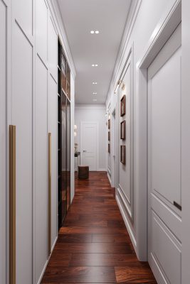 Ремонт узких коридоров в разных цветовых гаммах от Domeo