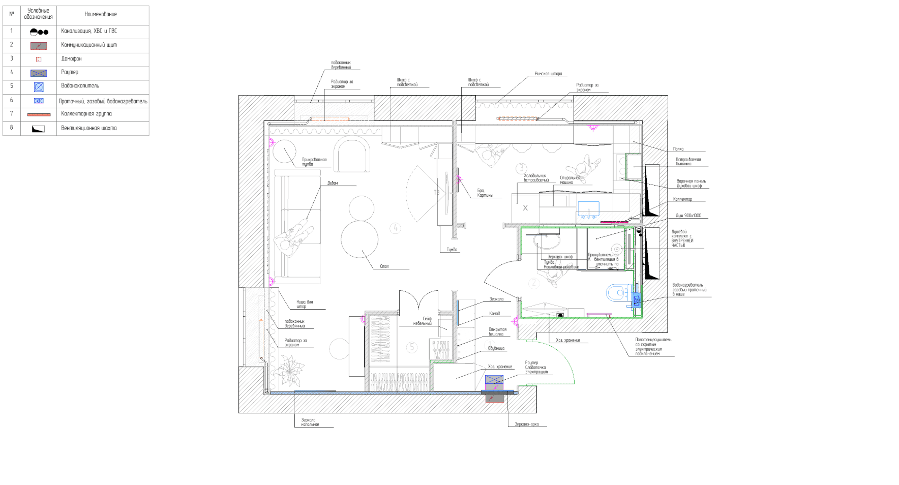 Чертеж однушки с подробными зарисовками