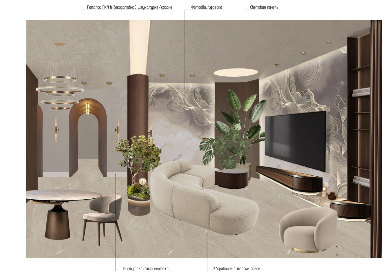 коллаж предметов мебели и декора