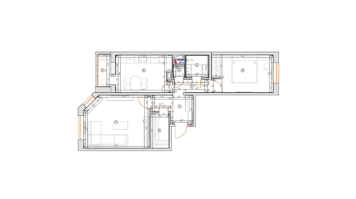 Планировка двухкомнатной вторички 62 кв с уютной гостиной и небольшой спальней