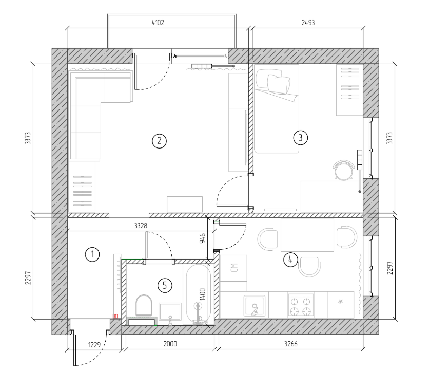 Планировка двушки 37 кв с гостиной и детской комнатой