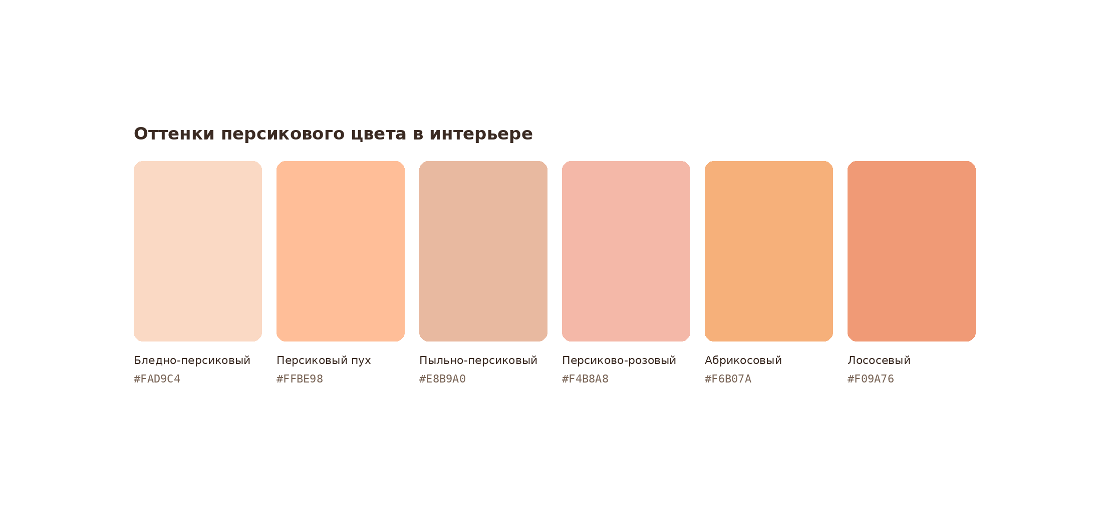 Палитра оттенков персикового цвета для интерьера