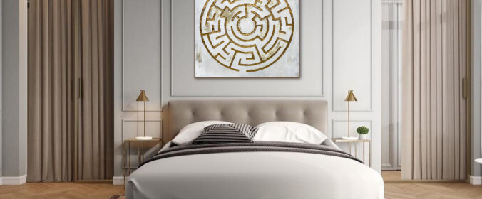 Картина «Лабиринт white» в интерьере