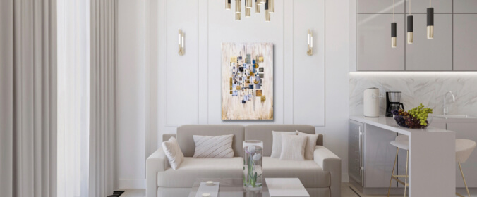 Картина «The City Face» в интерьере