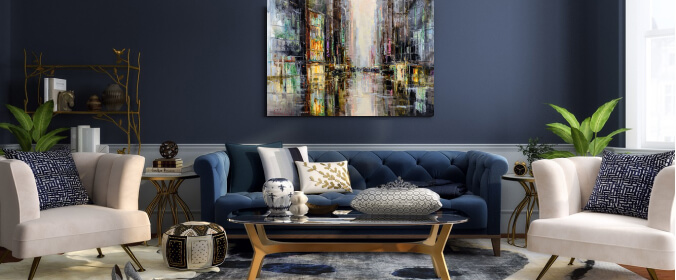 Картина «Вечер в сити» в интерьере